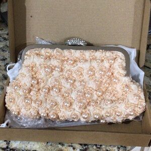 New In Box Elegant Pearl Embellished Clutch